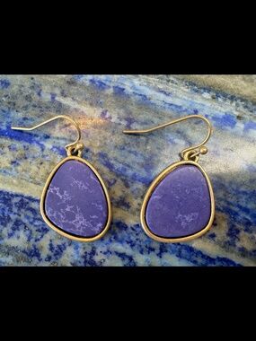 Blue Glass Earrings in Goldtone by Plunder Design Private Label